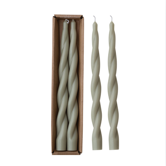 10" Twist Gray Taper Candle