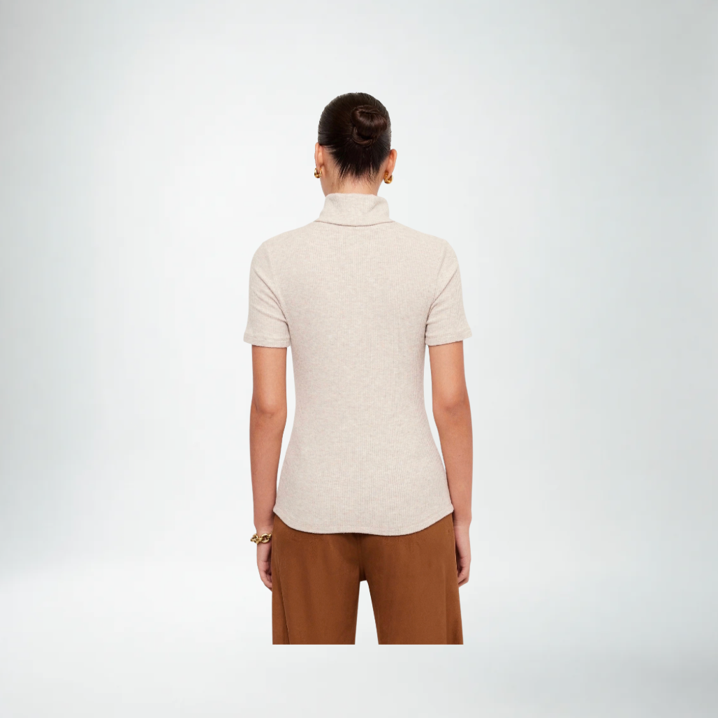 Fifteen Twenty Jana Short Sleeve Turtleneck Top | Oat