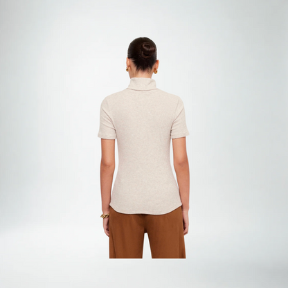 Fifteen Twenty Jana Short Sleeve Turtleneck Top | Oat
