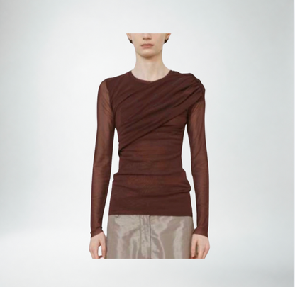 Mei Mei J Mesh Ruched Top | Burgundy