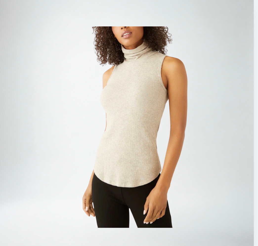 Fifteen Twenty Kelli Sleeveless Turtleneck Sweater | Oatmeal