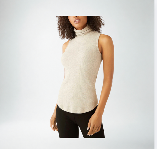 Fifteen Twenty Kelli Sleeveless Turtleneck Sweater | Oatmeal