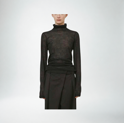 Mei Mei J Mesh Mock Neck Top | Black