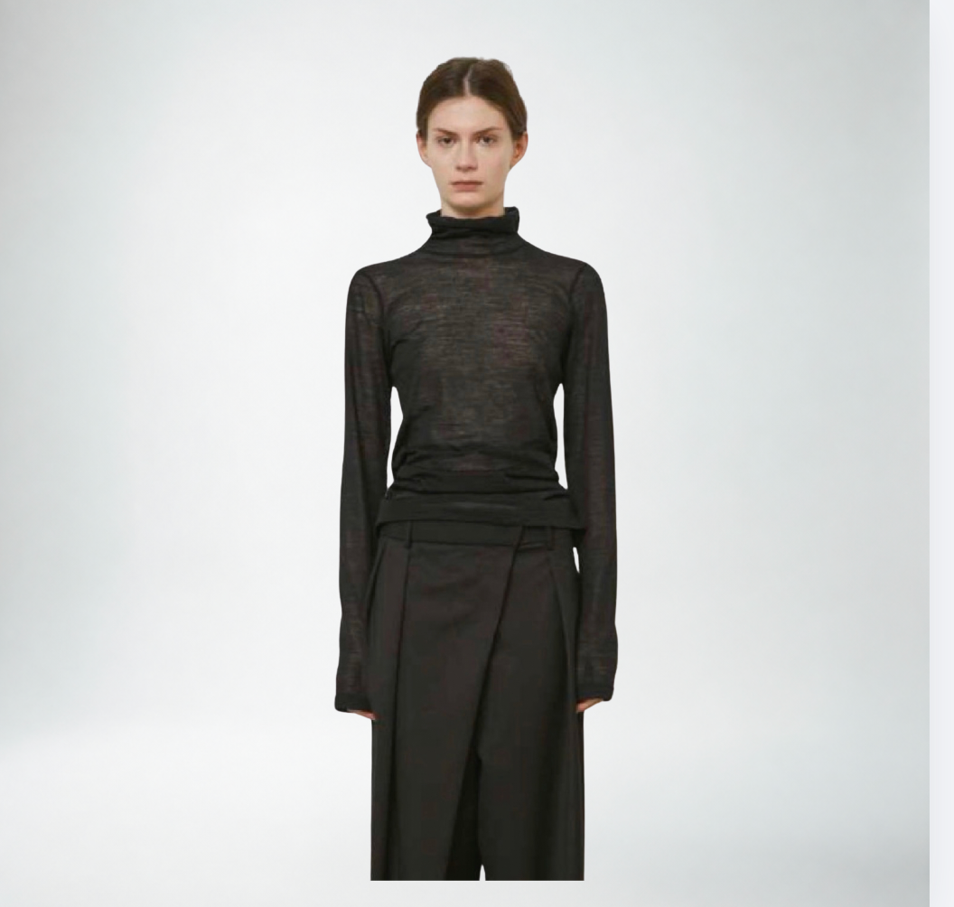 Mei Mei J Mesh Mock Neck Top | Black