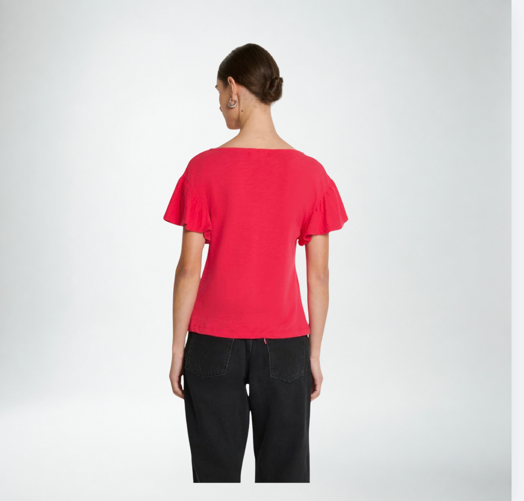 Nation Emmy Flutter Sleeve Tee | Red