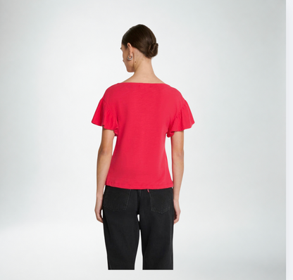 Nation Emmy Flutter Sleeve Tee | Red