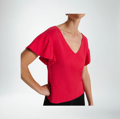 Nation Emmy Flutter Sleeve Tee | Red
