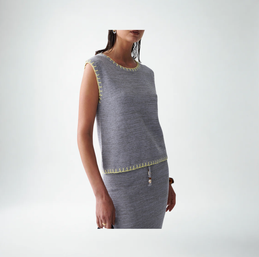 Sancia Tricot Knit Vest | Peridot