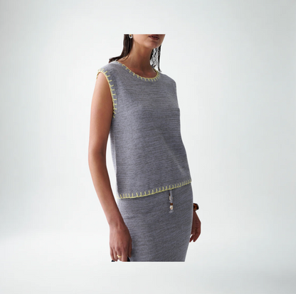 Sancia Tricot Knit Vest | Peridot
