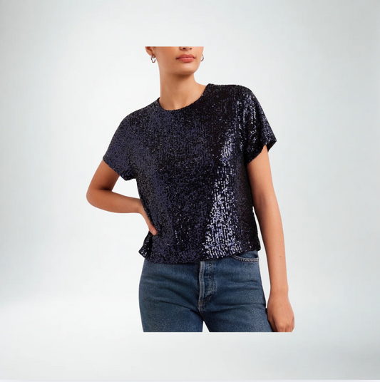 Fifteen Twenty Aerin Sequin Top | Navy