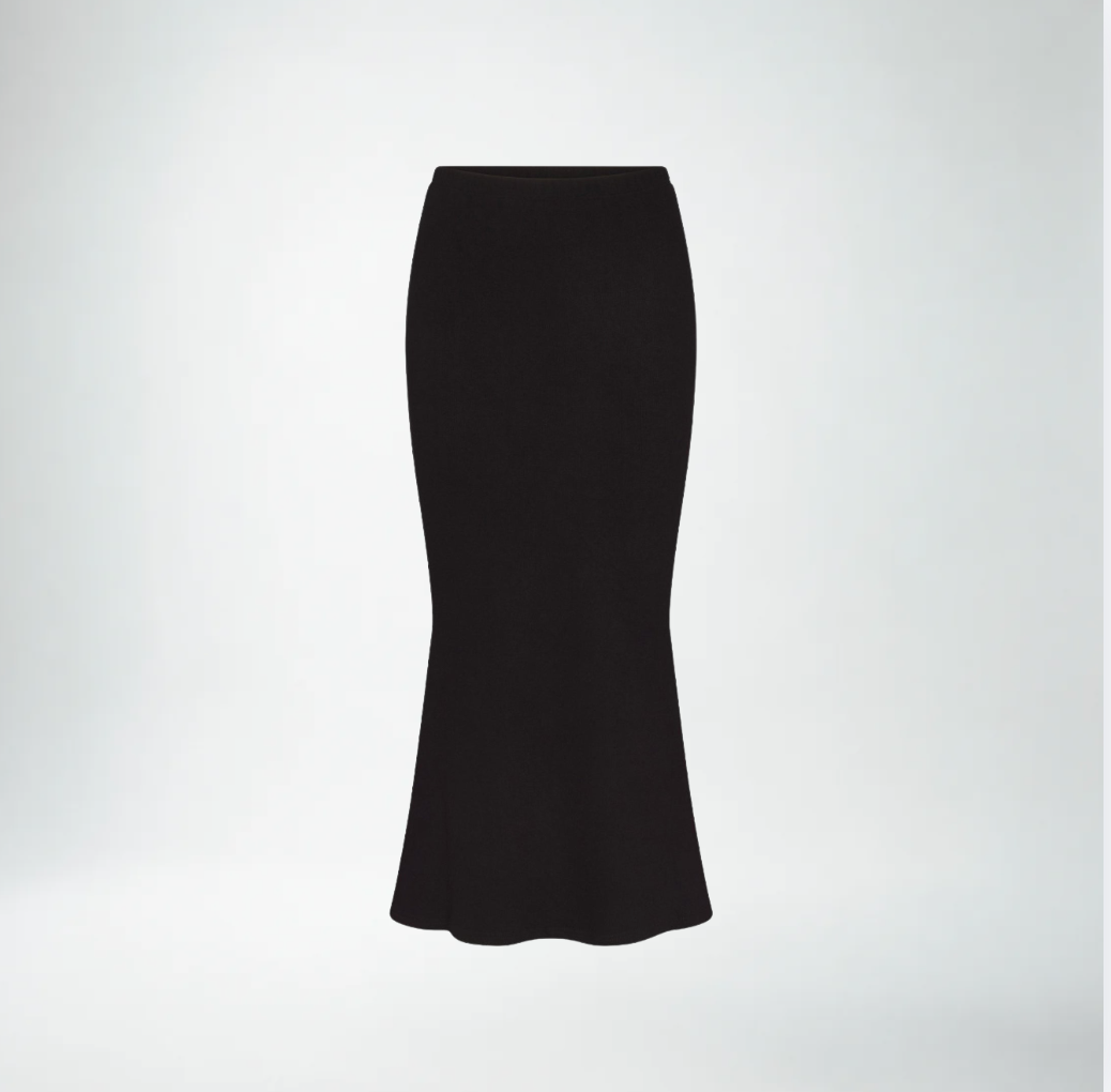 Jasmine Elaine Ribbed Knit Flare Skirt | Black