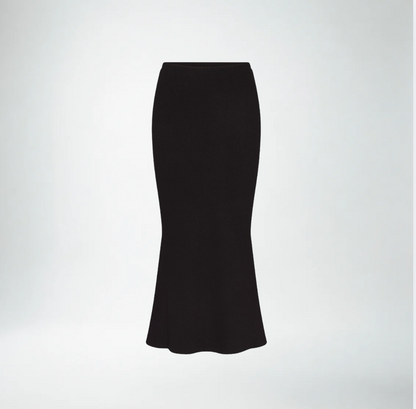 Jasmine Elaine Ribbed Knit Flare Skirt | Black