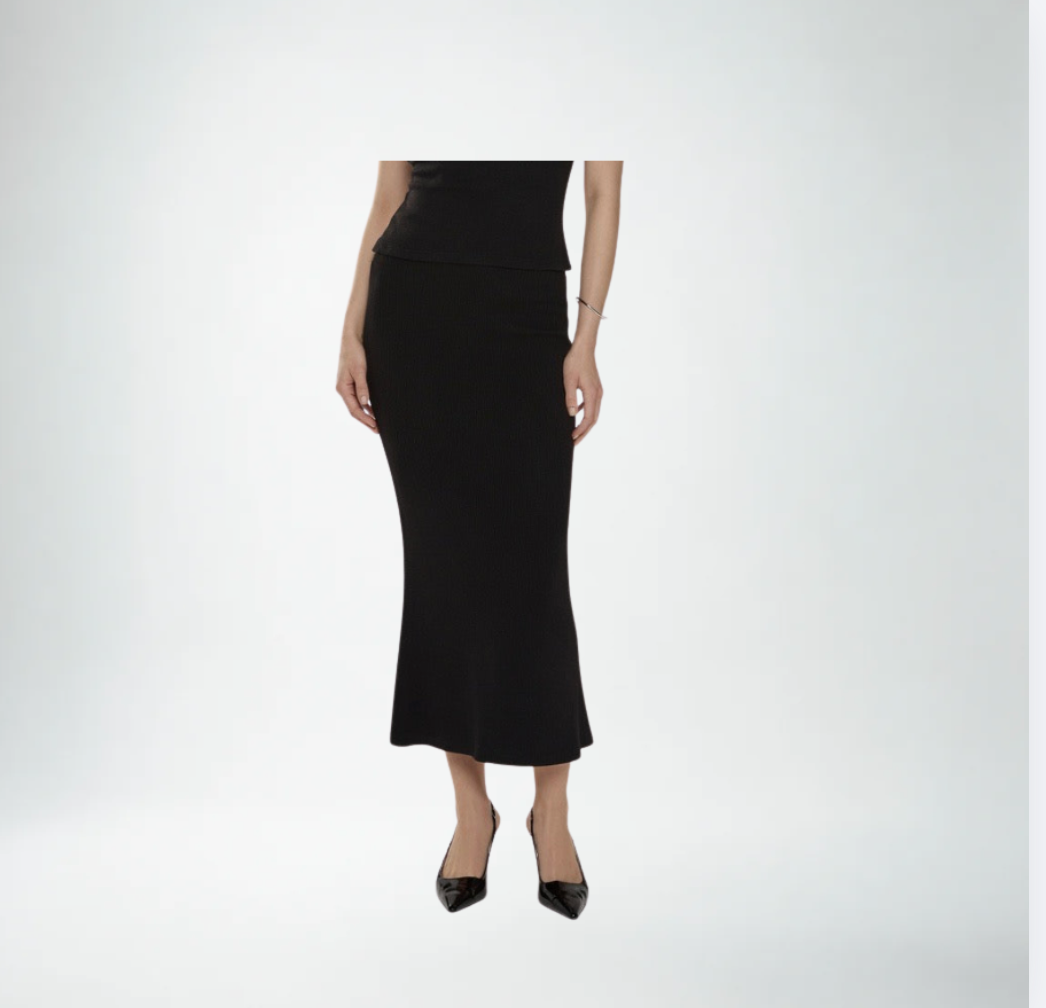 Jasmine Elaine Ribbed Knit Flare Skirt | Black