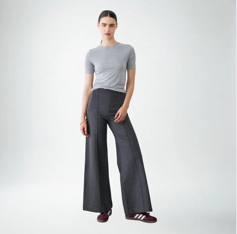 Ripley Rader Ponte Knit Standard Wide Leg Pant | Charcoal