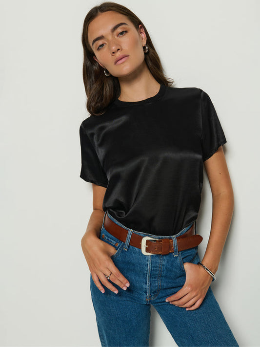 Nation Marie Boxy Crop Black Top