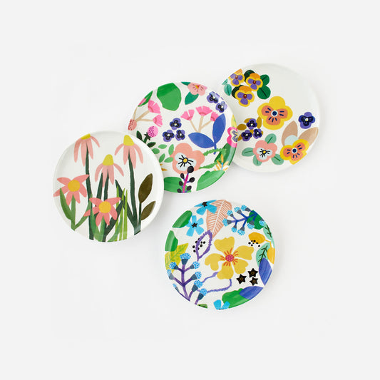 Floral ''Handmade'' Plate - 4 Assorted