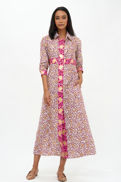 Oliphant Shirt Dress Maxi- Marchesa Wine