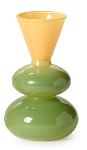 Small Green and Yellow Glass Bubble Vase