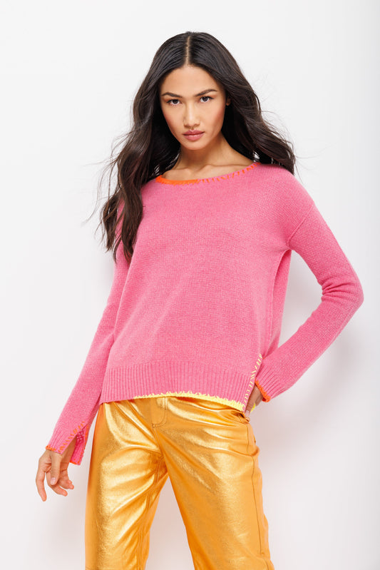 Lisa Todd Split Decision Pink Punch Sweater