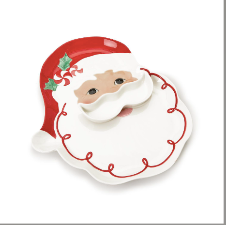 Santa Platter with Removable Mustache Dipping Bowl