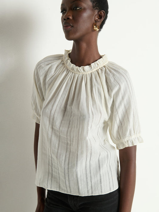 Nation Whitney Ruffle Top | Porcelain