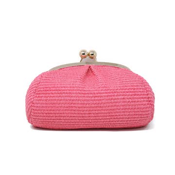 German Fuentes Genuine Italian Leather and Raffia Clutch+Crossbody