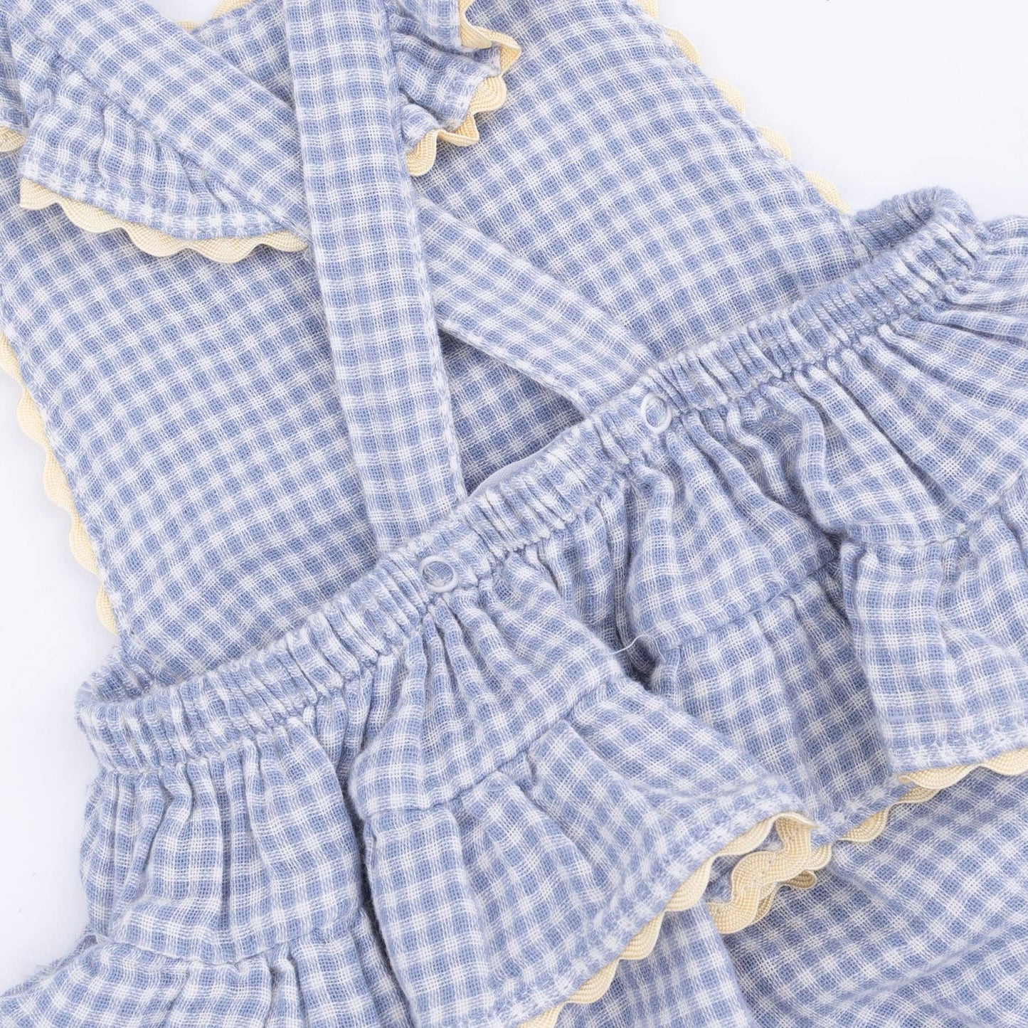 Angel Dear Micro Gingham Blue Blizzard | Ric Rac Ruffle Sunsuit