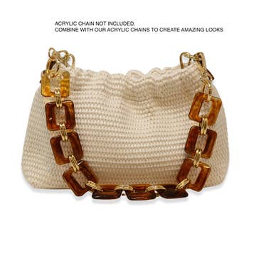 German Fuentes Raffia Chain-Handle Handbag in White