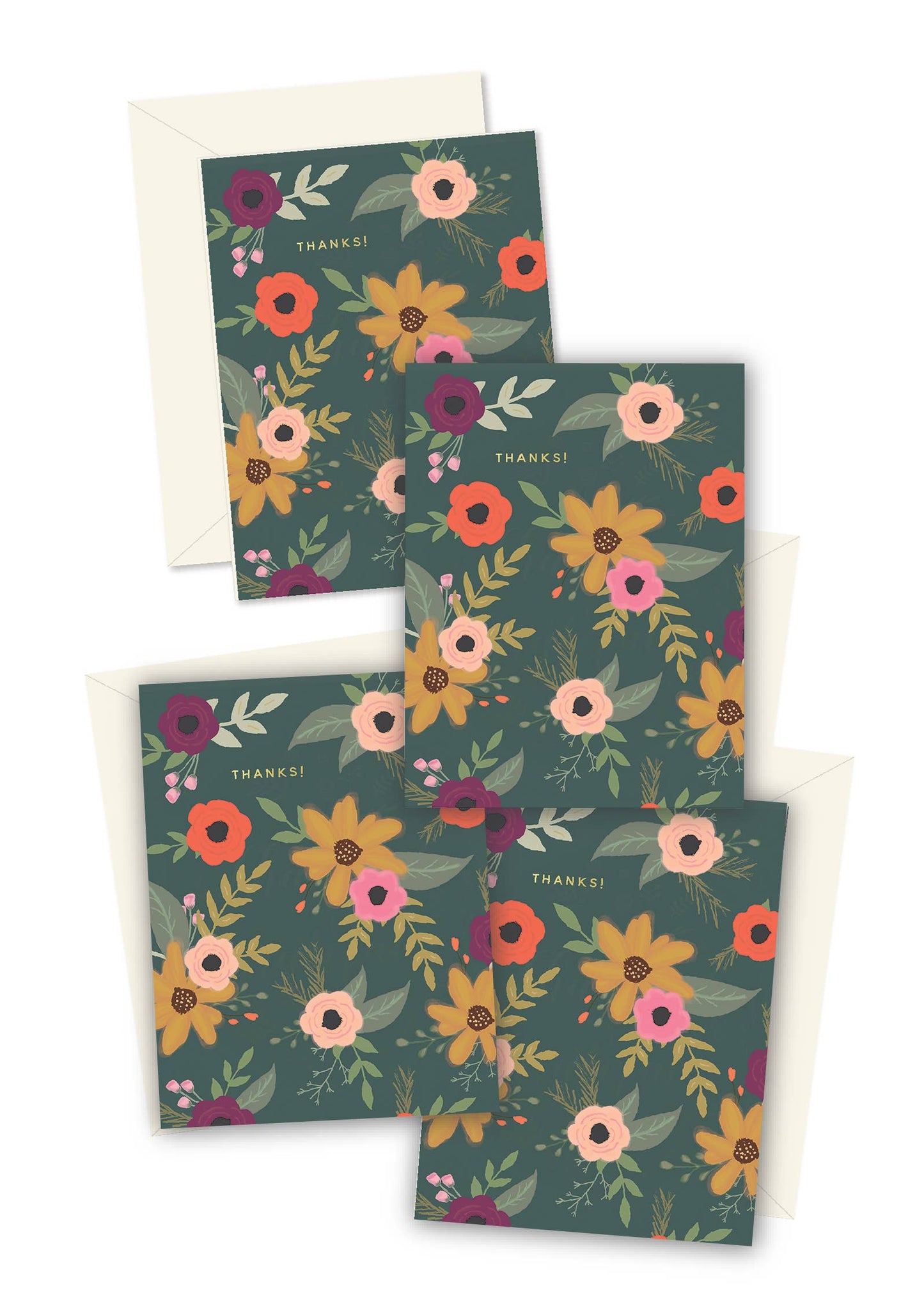 Floral Thanks Greeting Cards Boxed Set