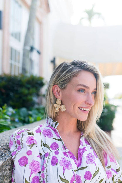 Lisi Lerch Kaia Natural Raffia Flower Earring