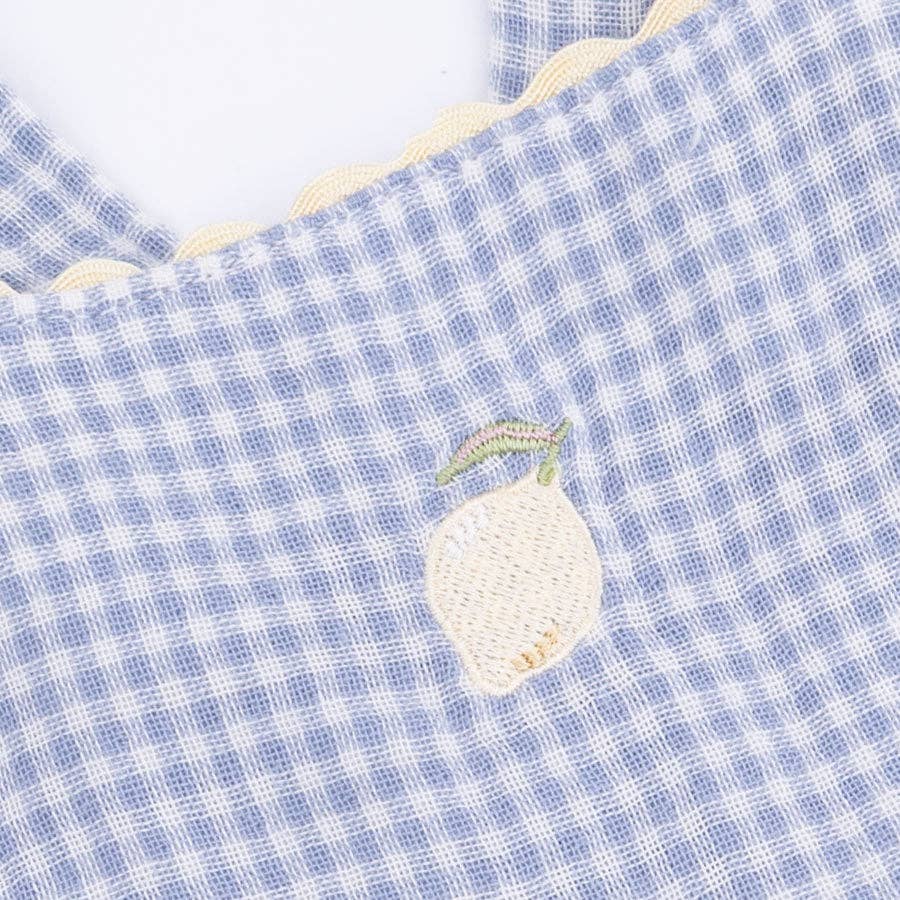 Angel Dear Micro Gingham Blue Blizzard | Ric Rac Ruffle Sunsuit