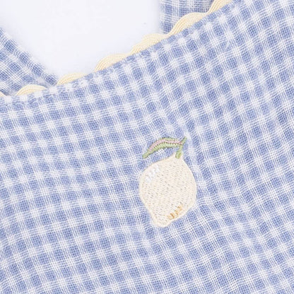 Angel Dear Micro Gingham Blue Blizzard | Ric Rac Ruffle Sunsuit