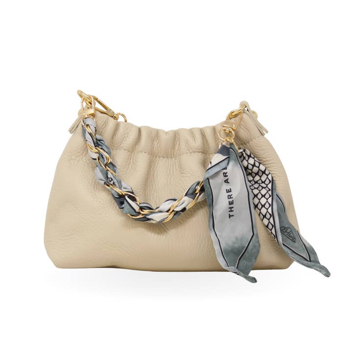 German Fuentes Genuine Italian Leather Clutch and Crossbody Bag in Ivory