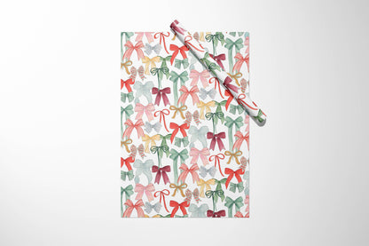 Festive Holiday Bows Wrapping Paper - 3 Sheet Roll
