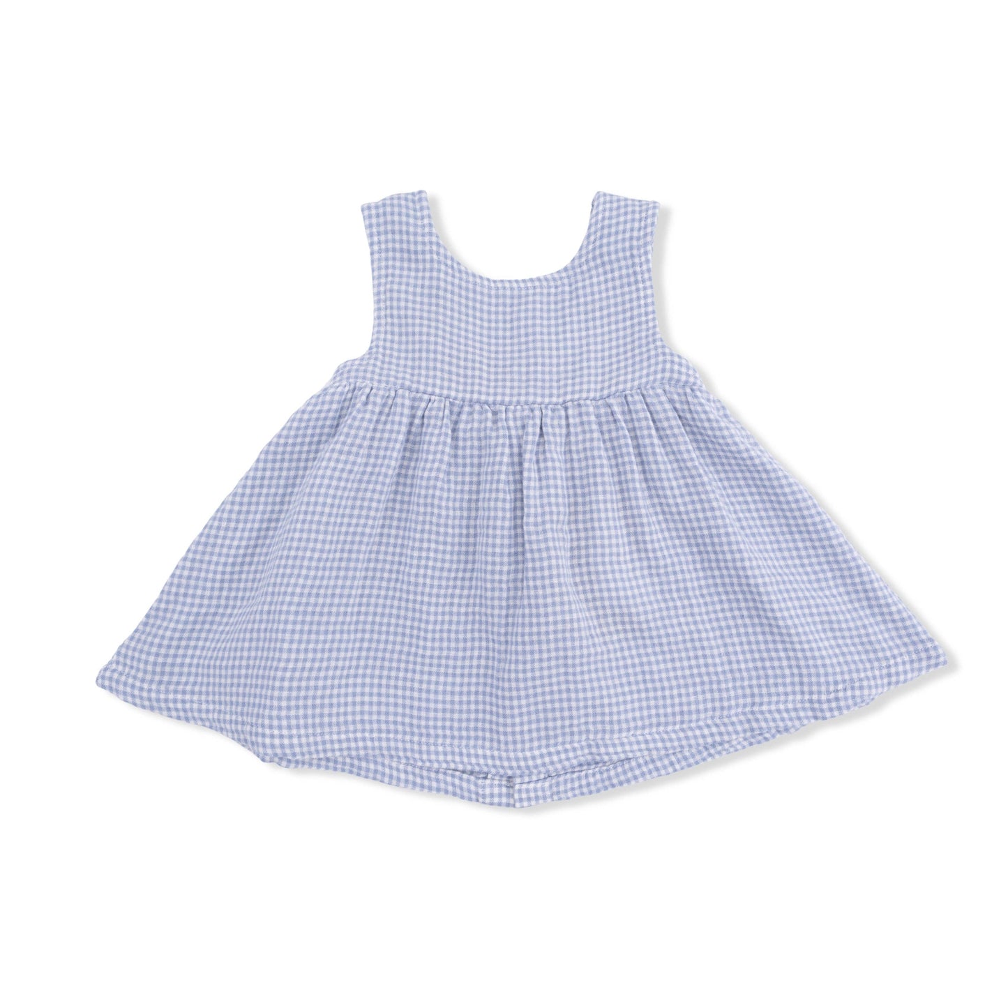 Angel Dear Micro Gingham Blue Blizzard | Infant Dress with Bow and Bloomer