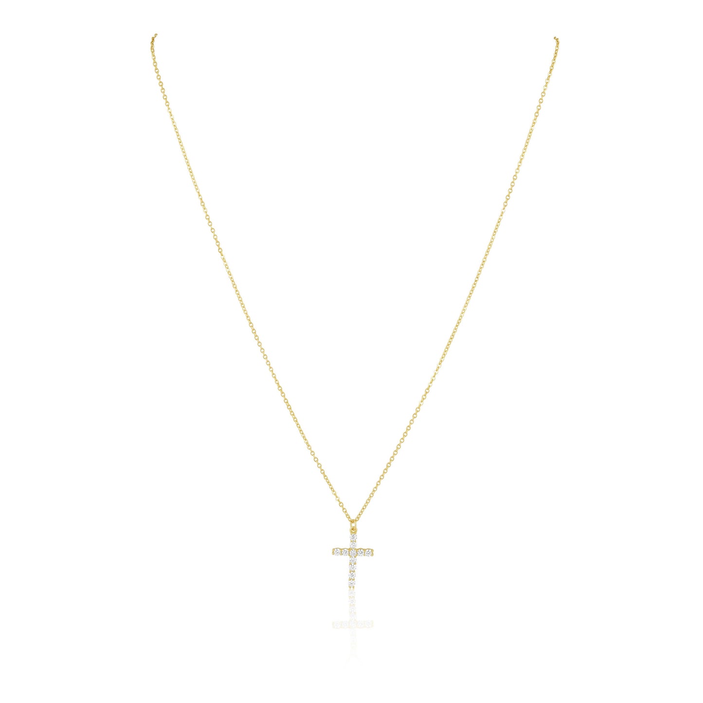 Classic Gold Faux Diamond Cross Necklace