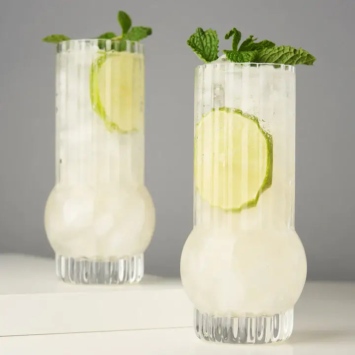 Art Deco Crystal Highball Glasses - Set of 2