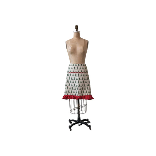 Cotton Printed Half Apron with Christmas Trees