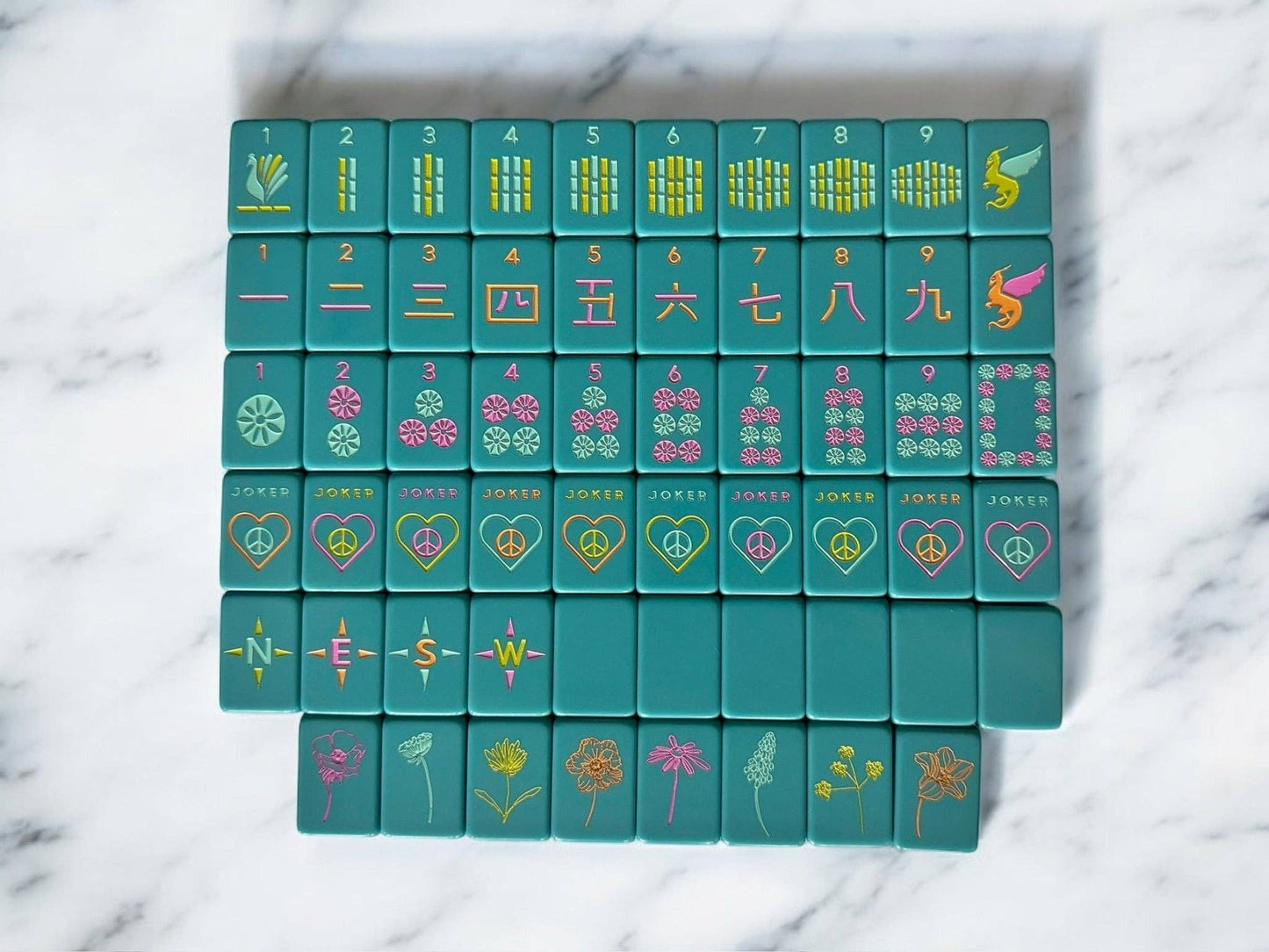 Peace Love Mahjong OG Mahj Tiles Totally Teal