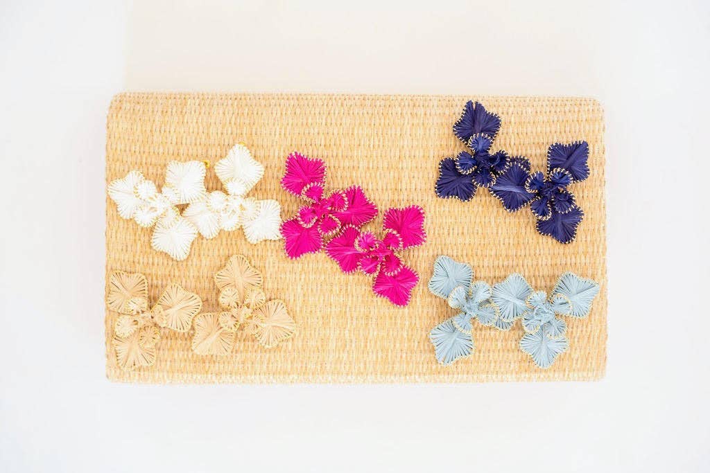 Lisi Lerch Kaia Natural Raffia Flower Earring