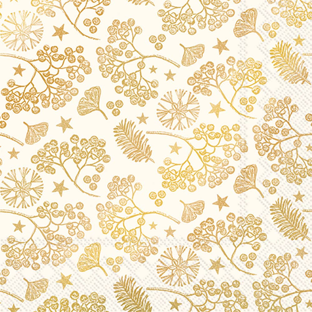 Gold Bright Winter Branches Paper Luncheon Napkins