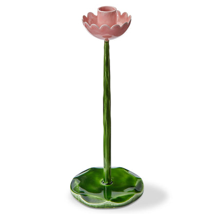 Pink Flower Taper Holder Large