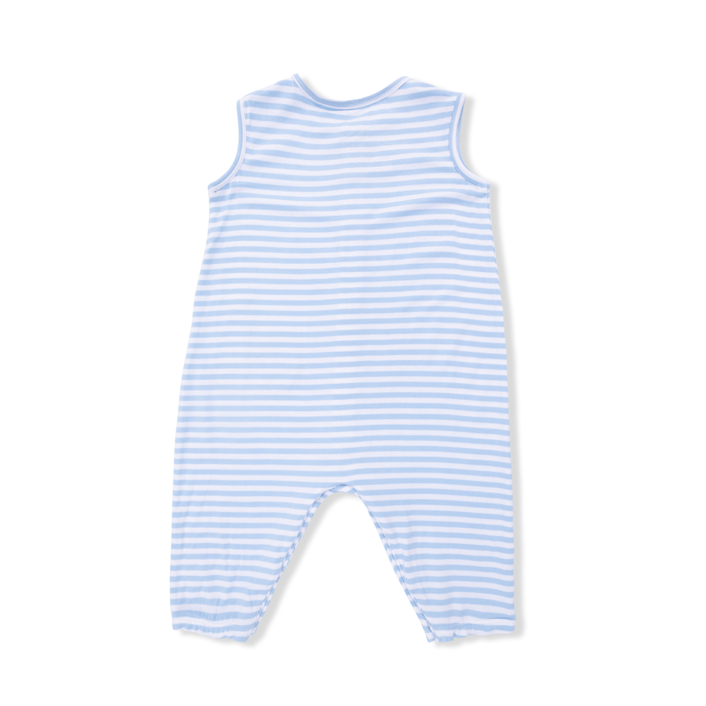 Angel Dear Bubbly Sailboat Stripe | Blue Sleeveless Romper