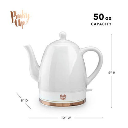 Pinky Up - Noelle™ Ceramic Electric Gooseneck Tea Kettle - 50oz - Gray