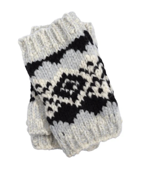 Graphic Fairisle Handwarmer- Black and Cream