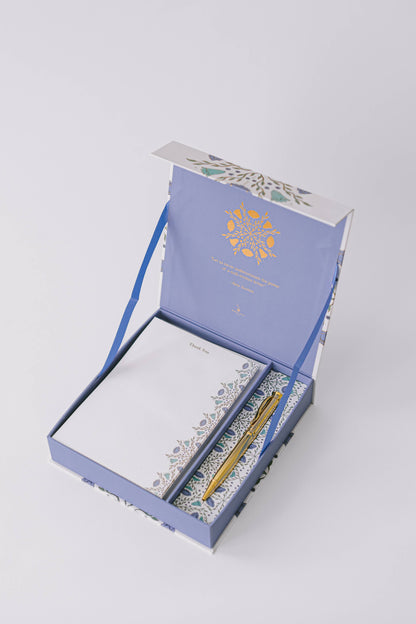 Green & Blue Folk Pattern Luxury Stationery Set