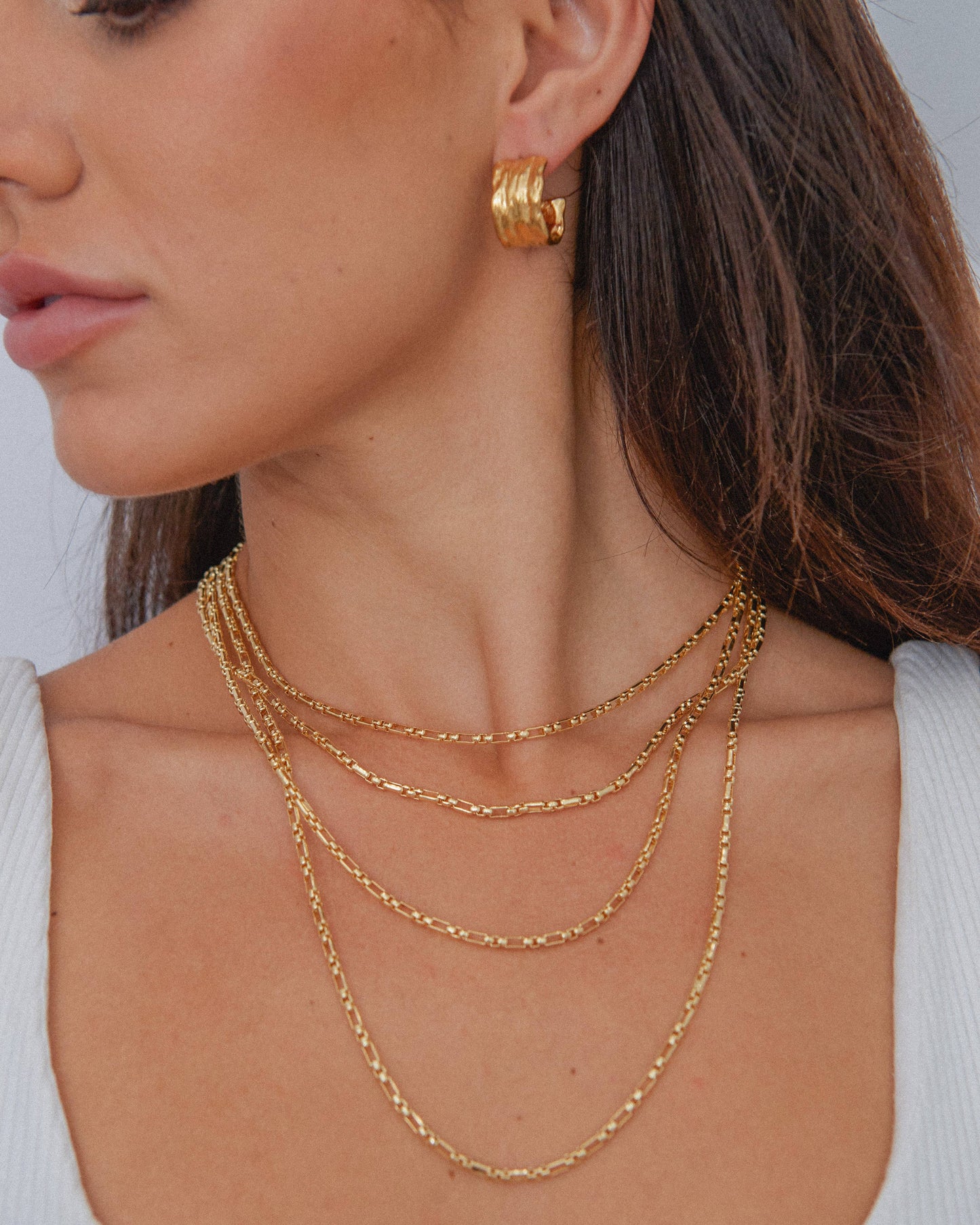 Gina Gold Plated Hammered Hoop Earrings