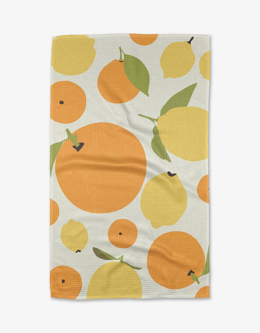 Geometry Sunny Lemons And Oranges Tea Towel