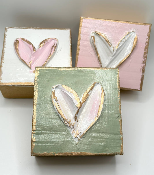 Coddiwomple Pink & White Heart With Sage Block 3x3