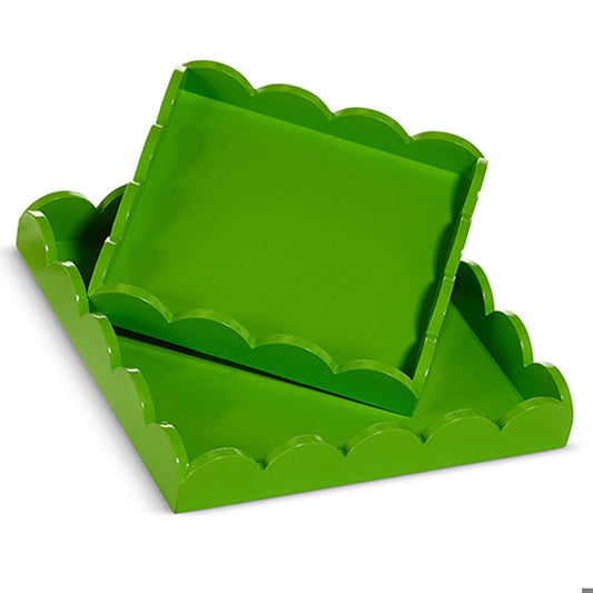 Green Scalloped Trays Small